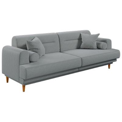 Sofá Living Coimbra 2,20m Em Linho Pés Em Madeira Cor Chumbo 2343