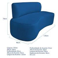 Kit Recamier Curvo Amsterdã 120cm E Poltrona Amore Luxo Linho Cor Azul Royal - 3