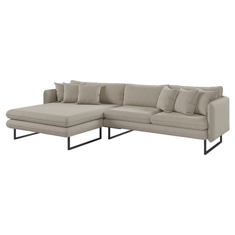 Sofá Jade Com Chaise Lateral Esquerda 2,84m Em Linho Cor Cinza 2521 - 3