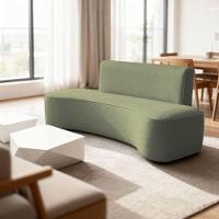Sofá Forma Orgânico 3 Lugares Recepção Sala Curvo Escritório Menta - 1