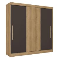 Guarda Roupa Casal Vision 3 Portas Capuccino Cacau Off White Flex Acetinado E Cômoda Com Porta Aurora Cappuccino - Thb - 3