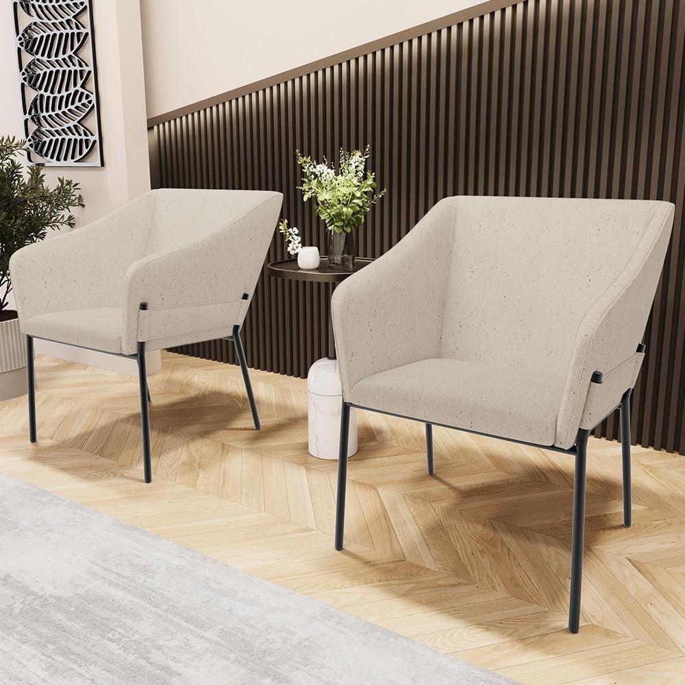 Kit 4 Cadeiras Para Sala De Jantar Estar Living Olívia L02 Linho Bege - Lyam Decor - 2