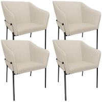 Kit 4 Cadeiras Para Sala De Jantar Estar Living Olívia L02 Linho Bege - Lyam Decor - 1