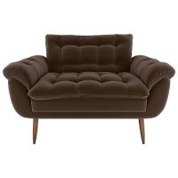 Sofá 2 Lugares Pequeno 1,25 Pés Em Madeira Maciça Xangai Veludo Marrom Matrix Veludo Marrom - 1