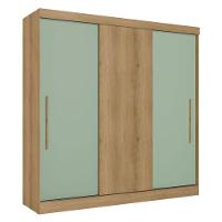 Guarda Roupa Casal Vision 3 Portas Capuccino Menta Acetinado E Cômoda Gaveteiro Condessa Cappuccino - Thb