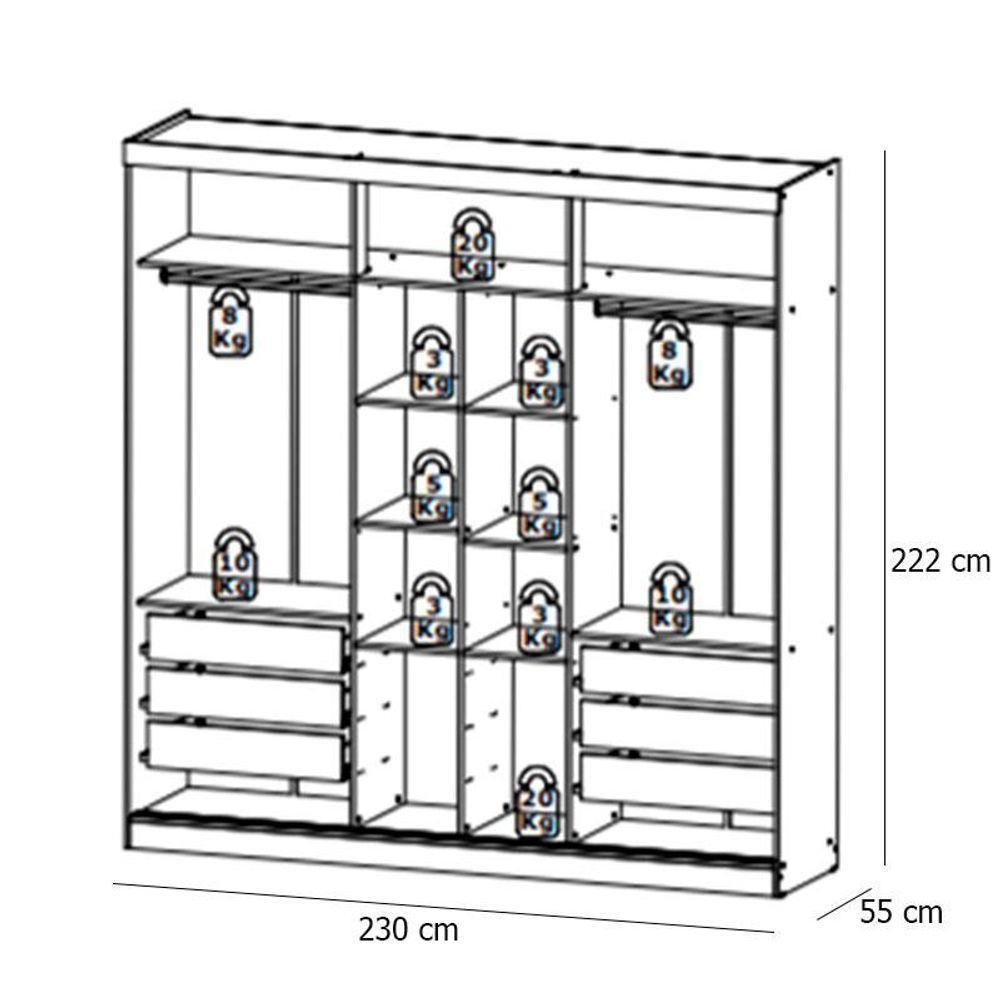 Guarda Roupa Casal Malaga 2 Portas Capuccino Azul Acetinado E Cômoda Com Porta Aurora Cappuccino - Thb - 4