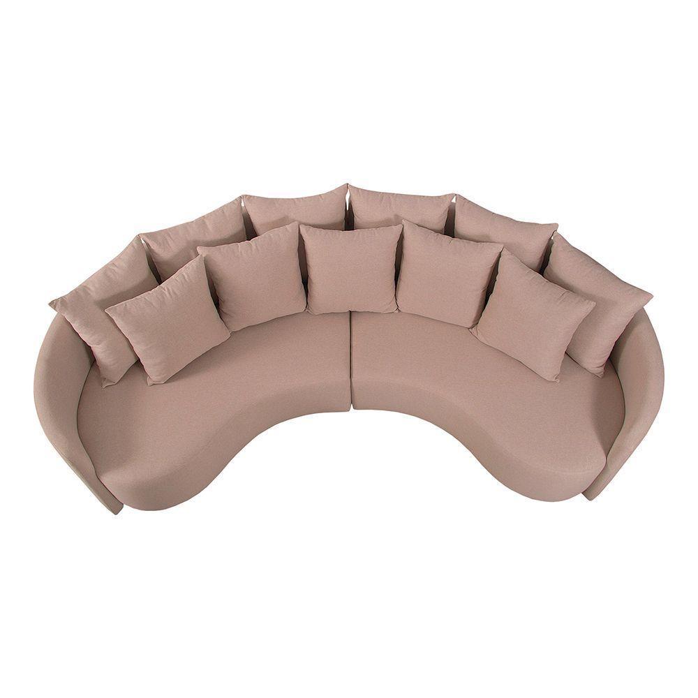 Sofá Tulip Orgânico 2,50m Em Linho Com Pés De Madeira Cor Cru 2320 - 4