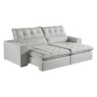 Sofá Retrátil E Reclinável Oregon 2,50m Linho Cor Gelo 2322 Usb Sem Kit Usb - 2