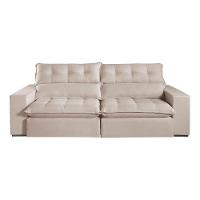 Sofá Retrátil E Reclinável Oregon 2,90m Linho Cor Cru 2320 Usb Com Kit Usb