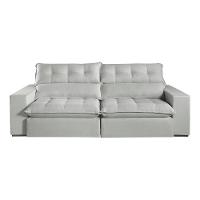 Sofá Retrátil E Reclinável Oregon 2,90m Linho Cor Gelo 2322 Usb Sem Kit Usb