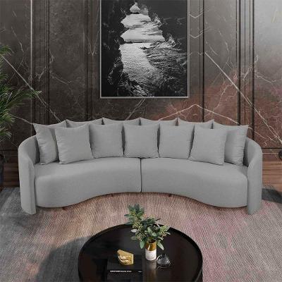 Sofá Tulip Orgânico 2,50m Em Linho Com Pés De Madeira Cor Cinza 2323