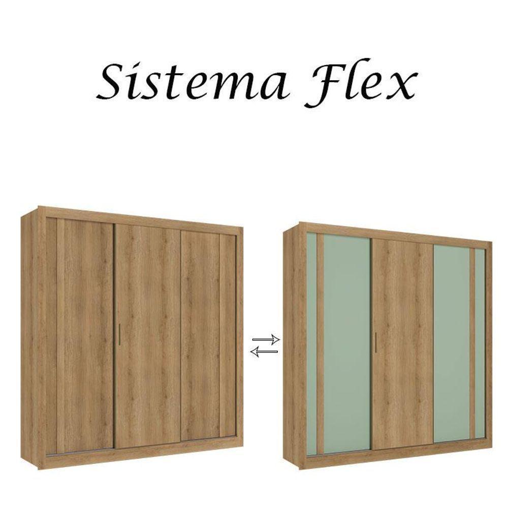 Guarda Roupa Casal Ibiza 3 Portas Capuccino Menta Flex E Cômoda Com Porta Aurora Cappuccino - Thb - 3