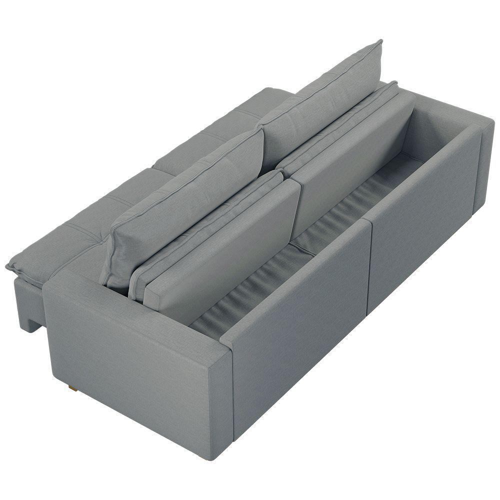 Sofá Retrátil E Reclinável Joinville 2,70m Linho Cor Chumbo 2343 - 8