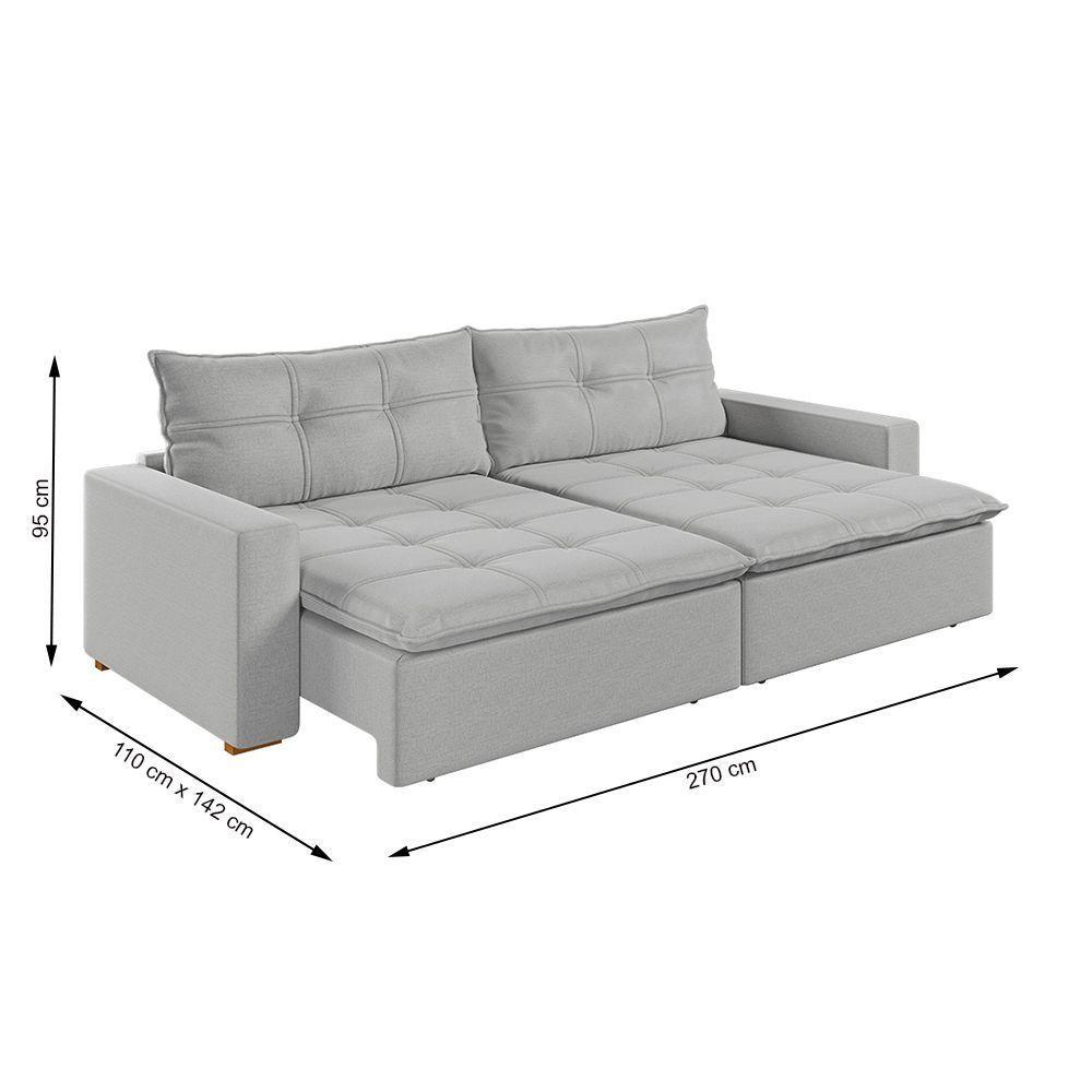 Sofá Retrátil E Reclinável Joinville 2,70m Linho Cor Chumbo 2343 - 10