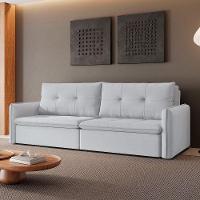 Sofá Retrátil E Reclinável Lavanda 2,60m Linho Cor Gelo 2322 - 2