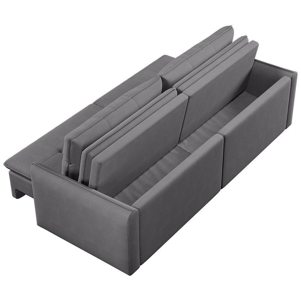 Sofá Retrátil E Reclinável Lavanda 2,60m Linho Cor Cinza 2323 - 6