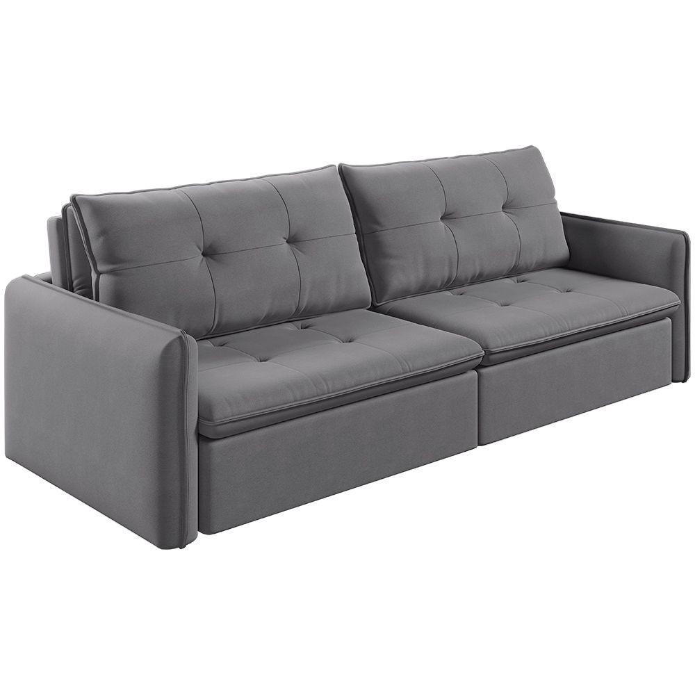 Sofá Retrátil E Reclinável Lavanda 2,60m Linho Cor Cinza 2323 - 9