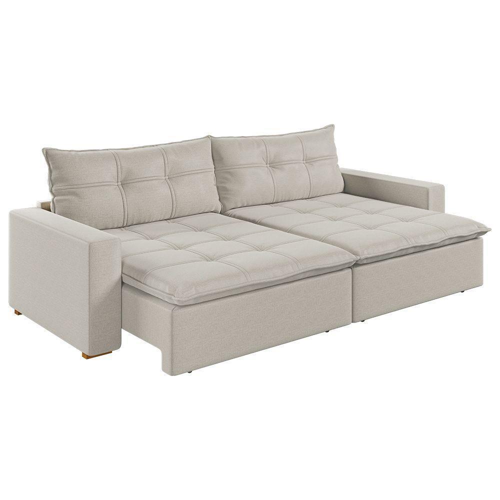 Sofá Retrátil E Reclinável Joinville 2,70m Linho Cor Bege 2340 - 4