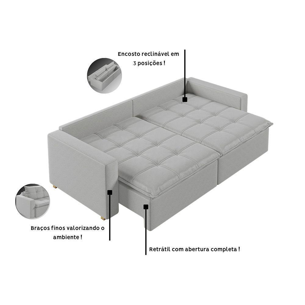 Sofá Retrátil E Reclinável Joinville 2,70m Linho Cor Bege 2340 - 9