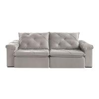 Sofá Retrátil E Reclinável Corniso 2,54m Veludo Cor Cinza 2107 Usb Com Kit Usb - 3