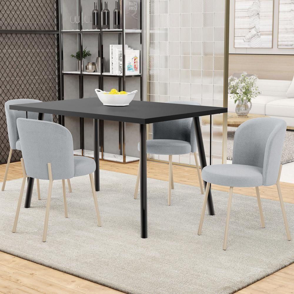Kit 03 Cadeiras Para Sala De Jantar Cozinha Estofada Gavi Arena L02 Bouclê Cinza - Lyam Decor - 2