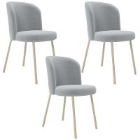 Kit 03 Cadeiras Para Sala De Jantar Cozinha Estofada Gavi Arena L02 Bouclê Cinza - Lyam Decor - 1