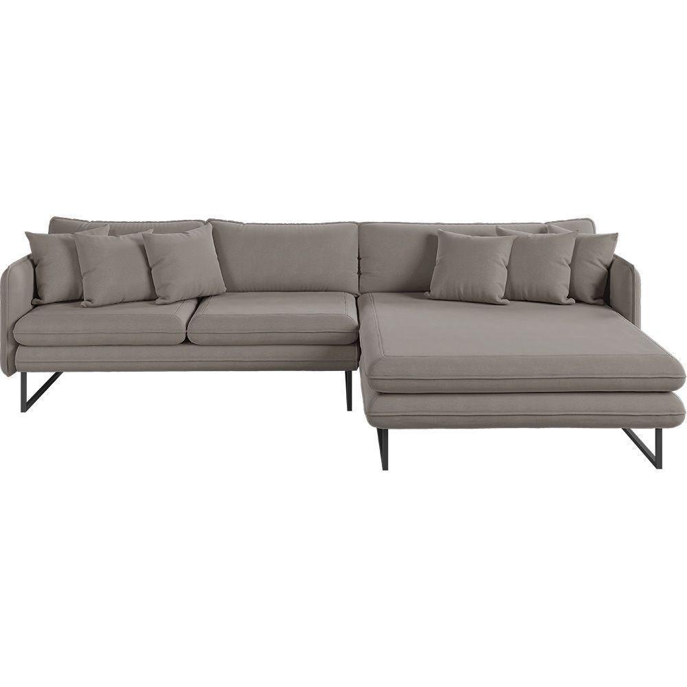 Sofá Jade Com Chaise Lateral Direita 2,84m Em Linho Cor Fendi 2522 - 1