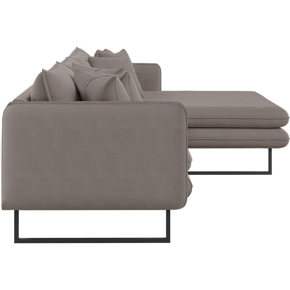 Sofá Jade Com Chaise Lateral Direita 2,84m Em Linho Cor Fendi 2522 - 5
