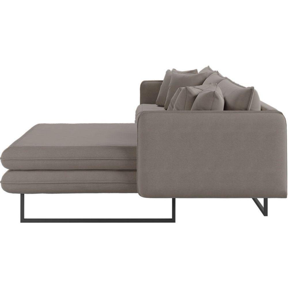 Sofá Jade Com Chaise Lateral Direita 2,84m Em Linho Cor Fendi 2522 - 6