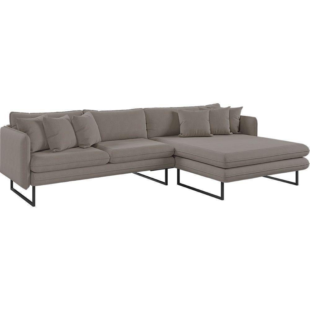 Sofá Jade Com Chaise Lateral Direita 2,84m Em Linho Cor Fendi 2522 - 7