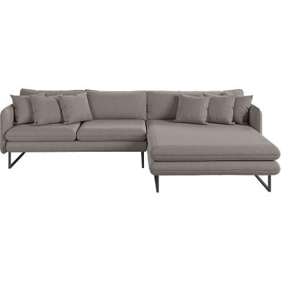 Sofá Jade Com Chaise Lateral Direita 2,84m Em Linho Cor Fendi 2522