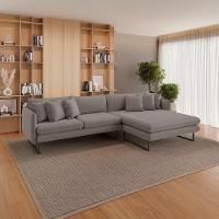 Sofá Jade Com Chaise Lateral Direita 2,84m Em Linho Cor Fendi 2522 - 2