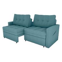 Sofá Cama Reclinável 2 Lugares 220cm Nayla Boucle Azul Matrix Boucle Azul