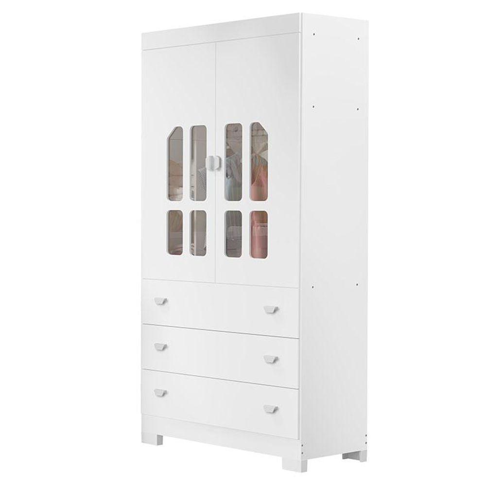 Guarda Roupa Infantil New Katatau 2 Portas Branco Acetinado - Reller - 1