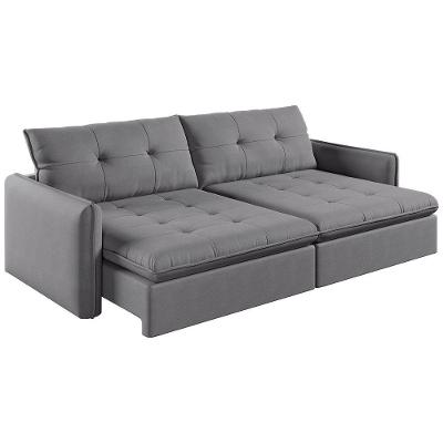 Sofá Retrátil E Reclinável Lavanda 2,20m Linho Cor Cinza 2323