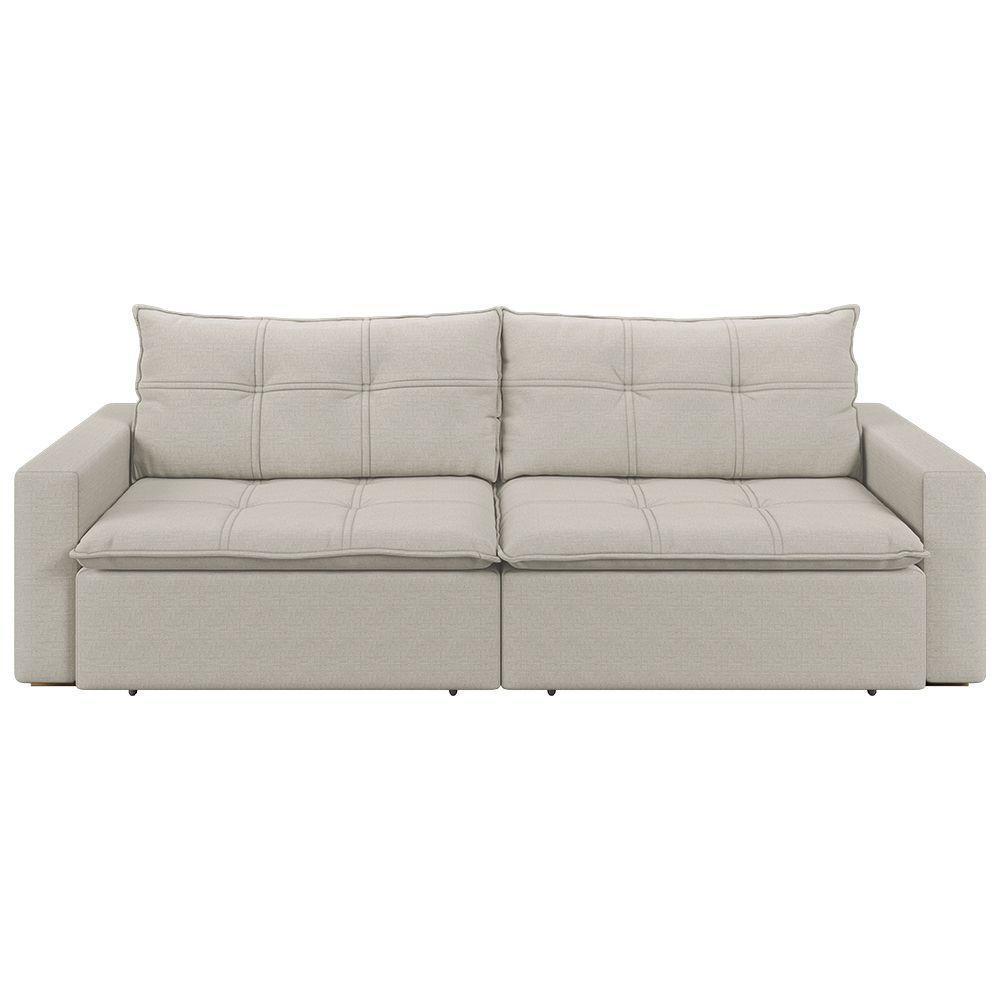 Sofá Retrátil E Reclinável Joinville 2,10m Linho Cor Bege 2340 - 1