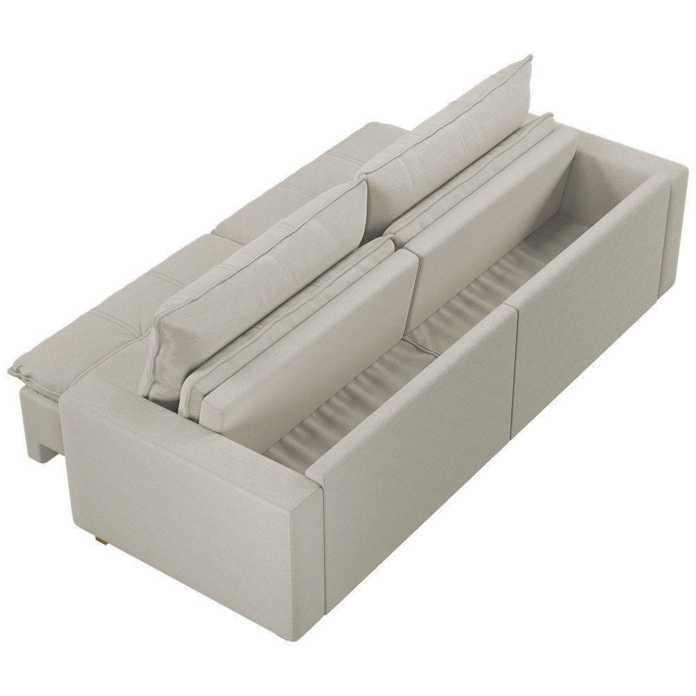 Sofá Retrátil E Reclinável Joinville 2,10m Linho Cor Bege 2340 - 8