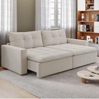 Sofá Retrátil E Reclinável Joinville 2,10m Linho Cor Bege 2340 - 2