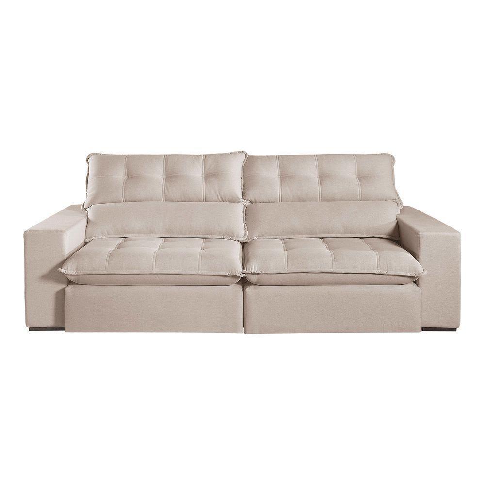 Sofá Retrátil E Reclinável Oregon 2,50m Linho Cor Cru 2320 Usb Com Kit Usb - 4