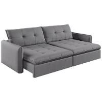 Sofá Retrátil E Reclinável Lavanda 2,00m Linho Cor Cinza 2323 - 1