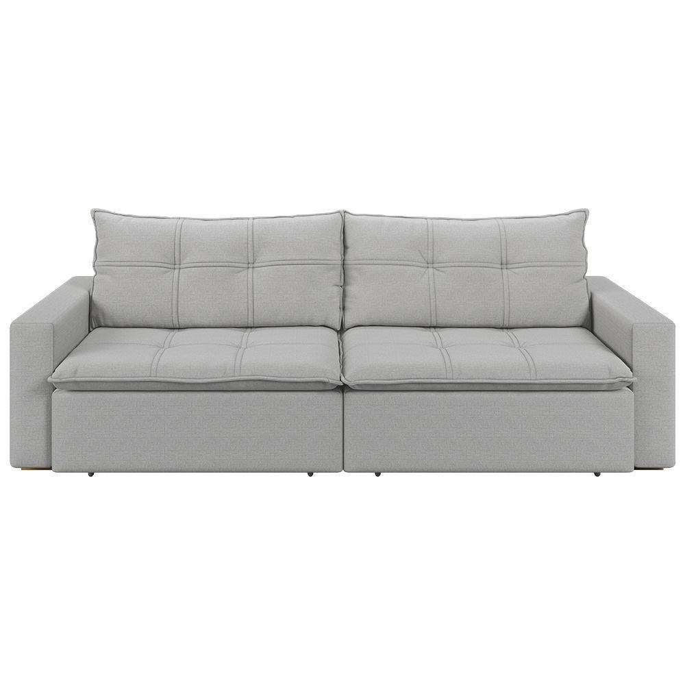 Sofá Retrátil E Reclinável Joinville 2,10m Linho Cor Cinza 2341 - 1