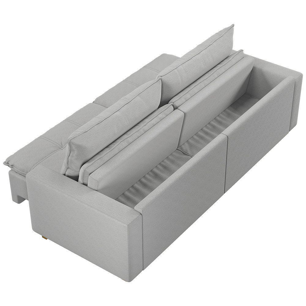 Sofá Retrátil E Reclinável Joinville 2,10m Linho Cor Cinza 2341 - 8