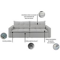 Sofá Retrátil E Reclinável Joinville 2,10m Linho Cor Cinza 2341 - 3