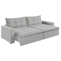 Sofá Retrátil E Reclinável Joinville 2,10m Linho Cor Cinza 2341