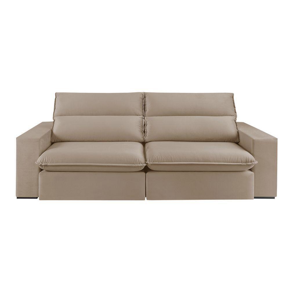 Sofá Retrátil E Reclinável Bee 2,90 M Veludo Cor Bege 2137 Usb Sem Kit Usb - 4