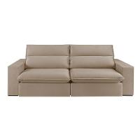 Sofá Retrátil E Reclinável Bee 2,90 M Veludo Cor Bege 2137 Usb Sem Kit Usb