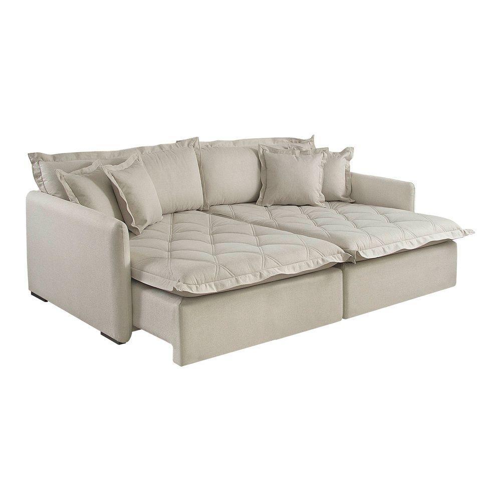 Sofá Retrátil E Reclinável Iris 1,60m Linho Cor Bege 2340 Usb Sem Kit Usb - 7