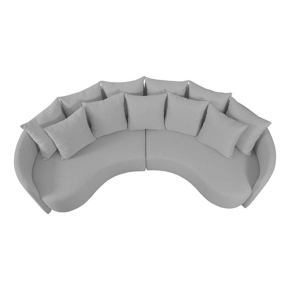 Sofá Tulip Orgânico 2,50m Em Linho Com Pés De Madeira Cor Gelo 2322 - 4