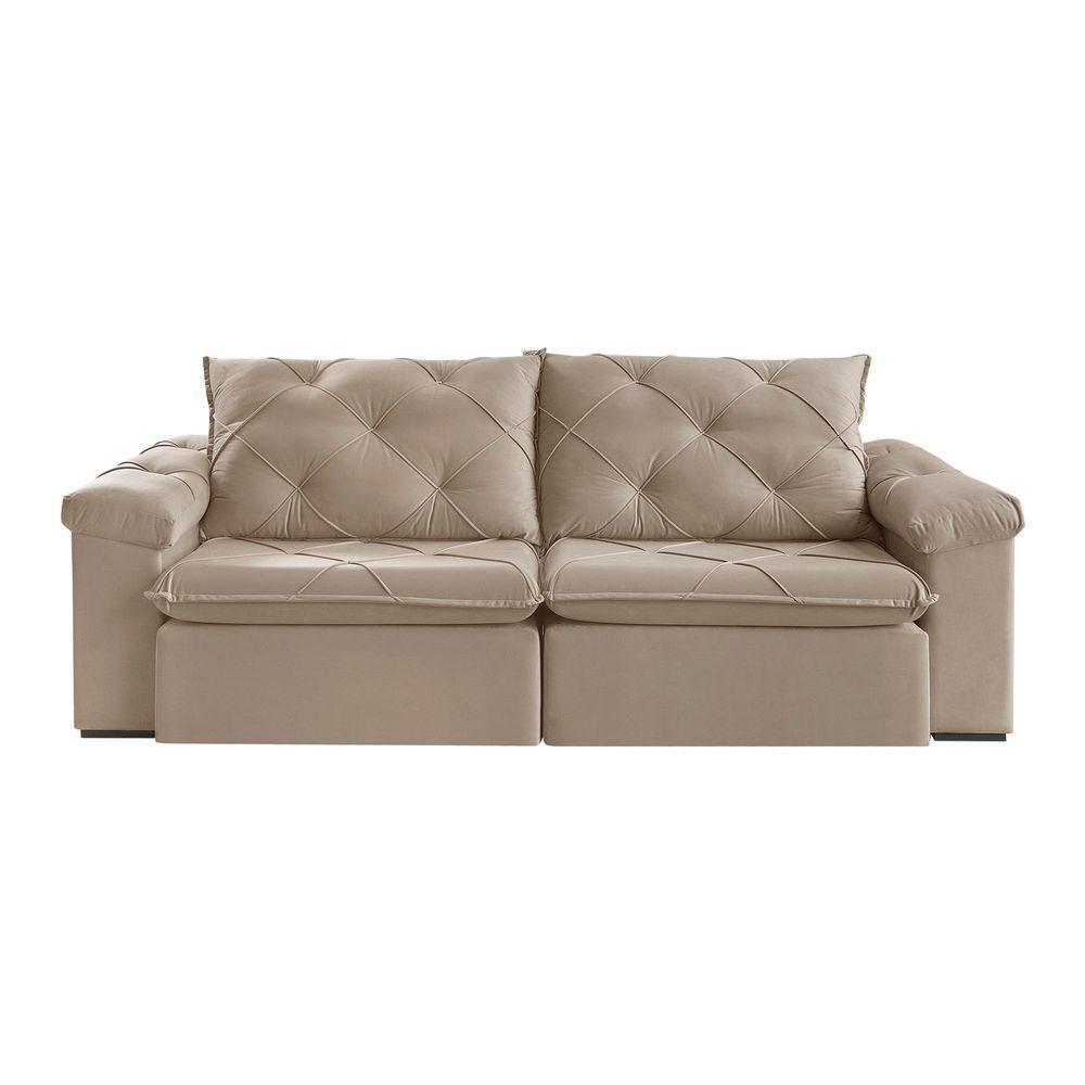 Sofá Retrátil E Reclinável Corniso 2,34m Veludo Cor Bege 2137 Usb Com Kit Usb - 4