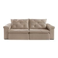 Sofá Retrátil E Reclinável Corniso 2,34m Veludo Cor Bege 2137 Usb Com Kit Usb